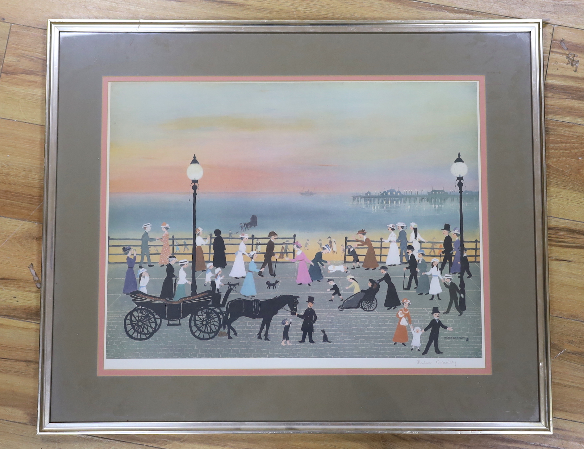 Helen Bradley (1900-1979), colour print, Evening on the promenade, signed in pencil with blindstamp, 46 x 61cm